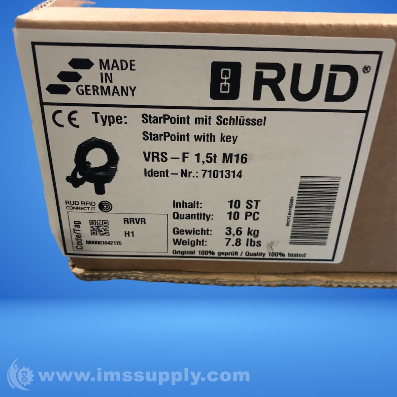 RUD VRS-F1,5tM16 Box of 10 Hoist Rings 0720 2