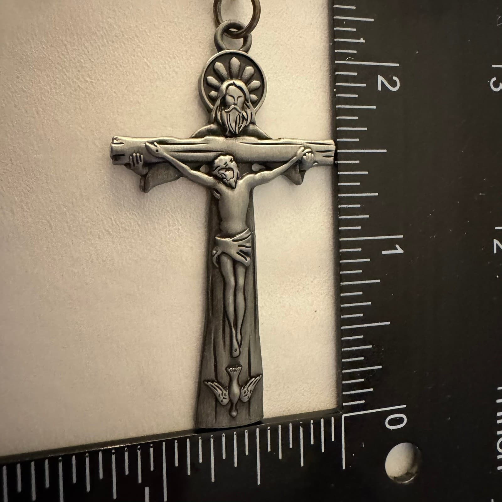 Ganz Holy Trinity Keyring Silver Religious Cross Keychain with Tag 2