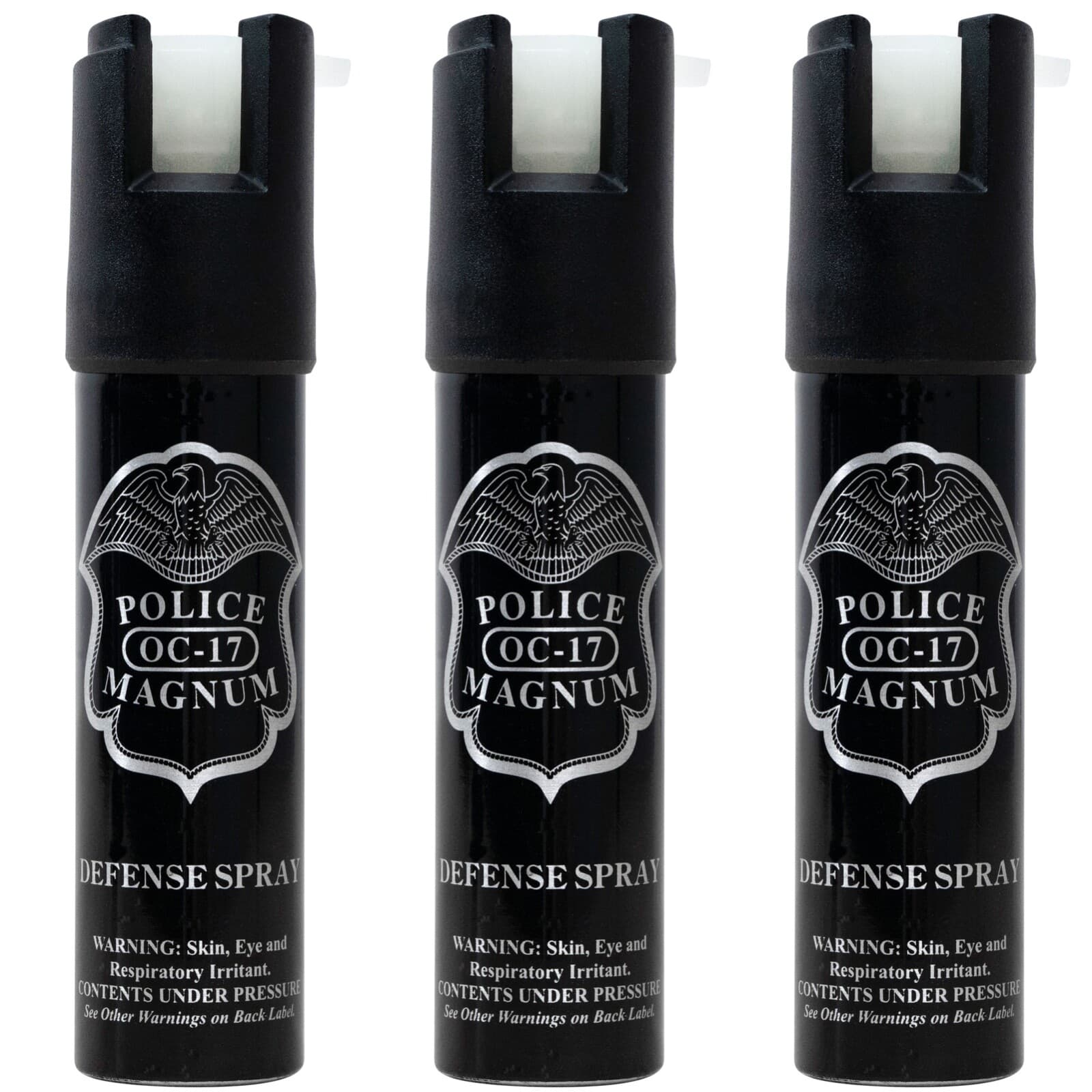 3 Police Magnum 3/4oz pepper spray Safety Lock Self Defense Glow in Dark