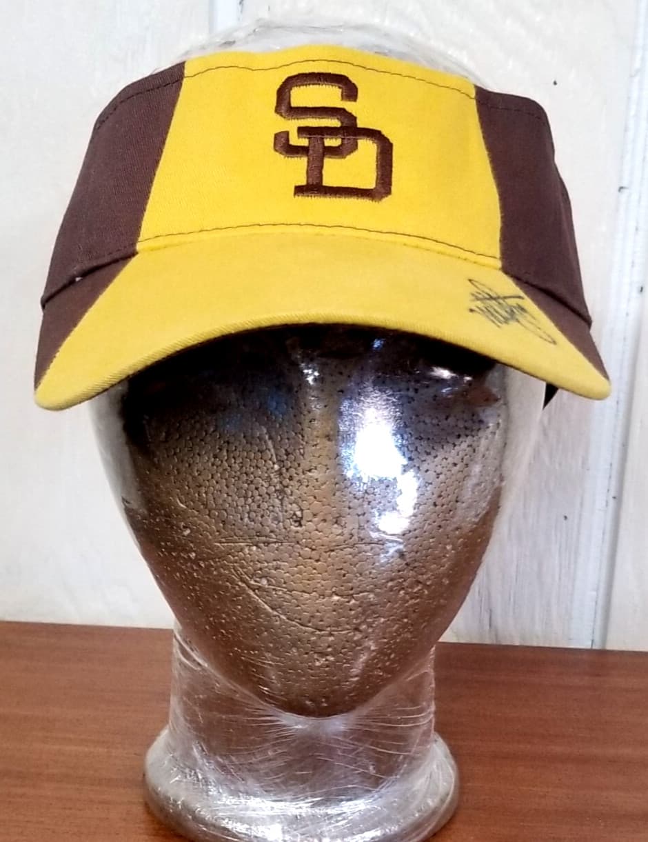 Padres San Diego Vintage Brown Gold Visor Hat Cap Signed MARK KOTSAY *Note