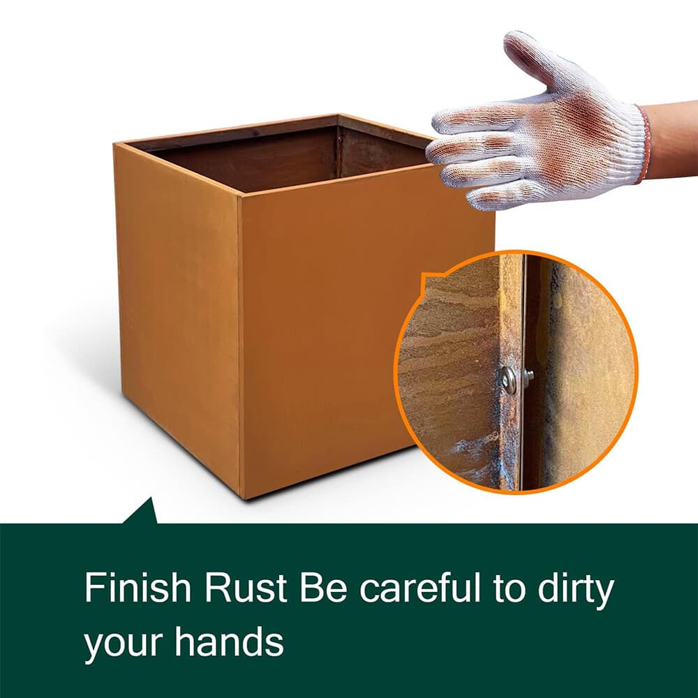 20x20x20-inch Corten Steel Planter Pot Metal Rustic Planter Box for Garden Patio 4