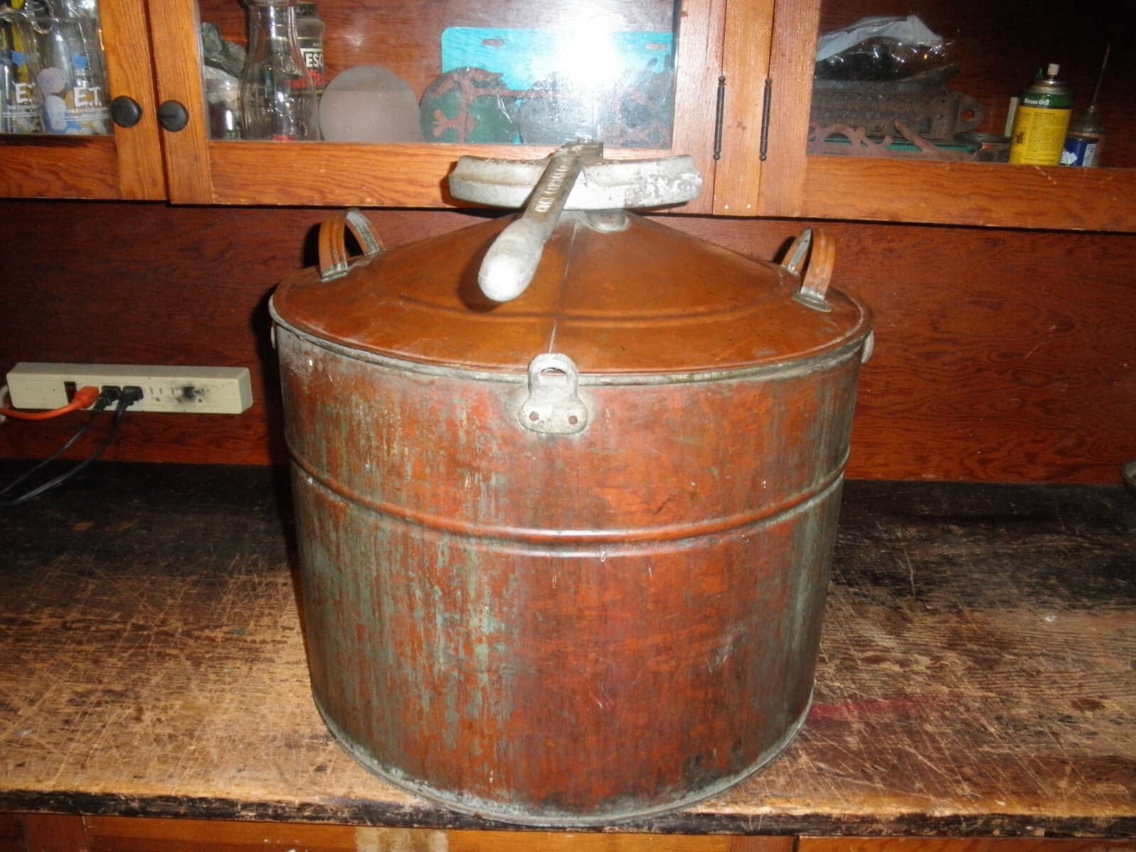 Antique Copper hand crank Washing Machine HOME LAUNDRY CO NORTH CHICAGO PAT 1916 3