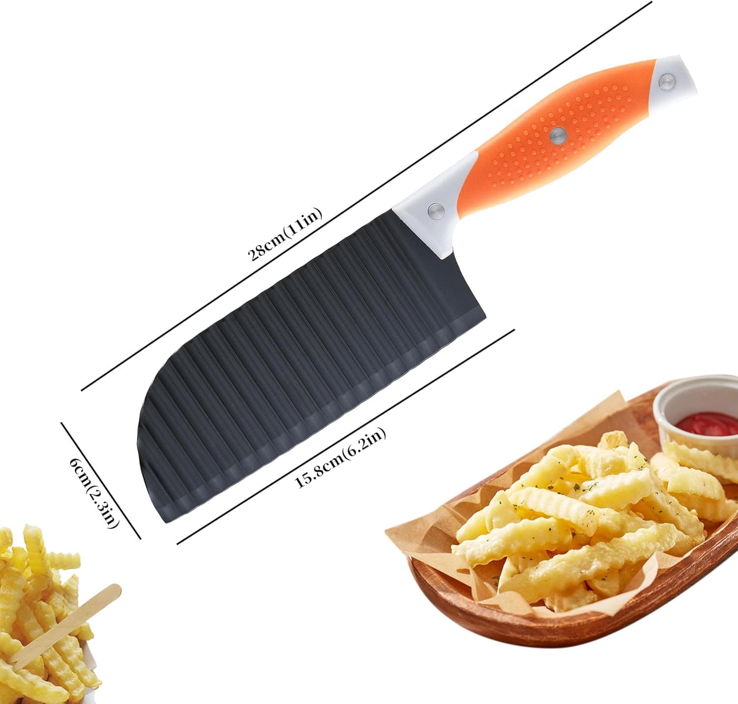 Crinkle Cutter for Veggies, Crinkle Cut Knife for French Fry, Vegetable, Potato, 2