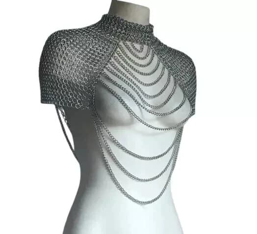 Medieval Chainmail Collar Shoulder Armor Adjustable Chainmail Chain COSTUME 4