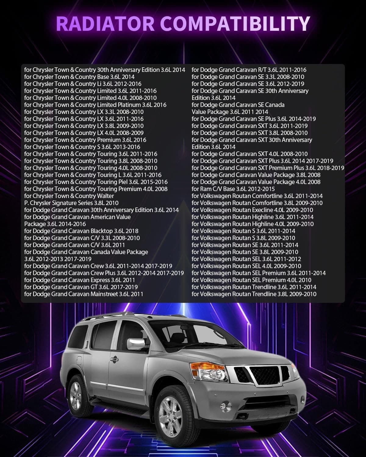 Aluminum Radiator for Chrysler for Town & Country 2008-2016 for Dodge for Grand 5