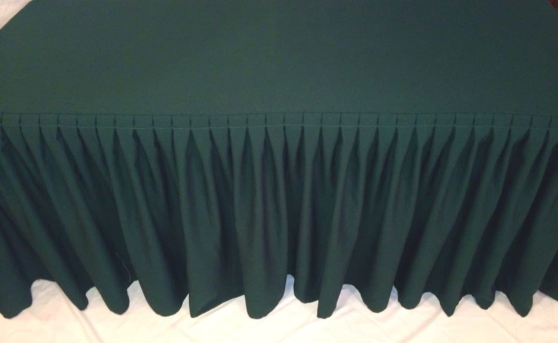 4' ft. Fitted Polyester Double Pleated Table Skirting Cover w/Top Topper Green 3
