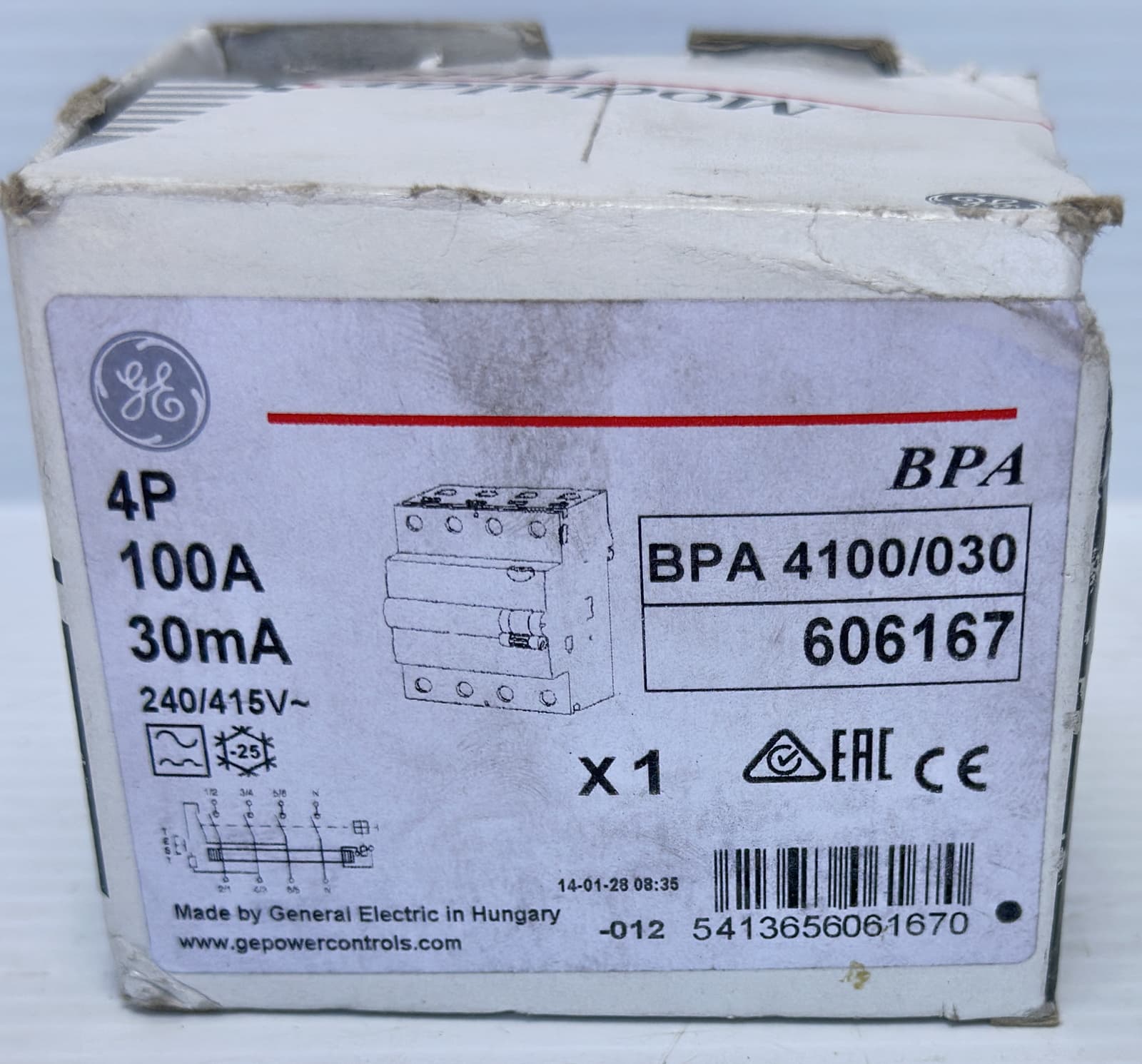 GE BPA-4100/030 RCCB 4P 100A 30mA 240/415V RCBO RCD *NEW* 4
