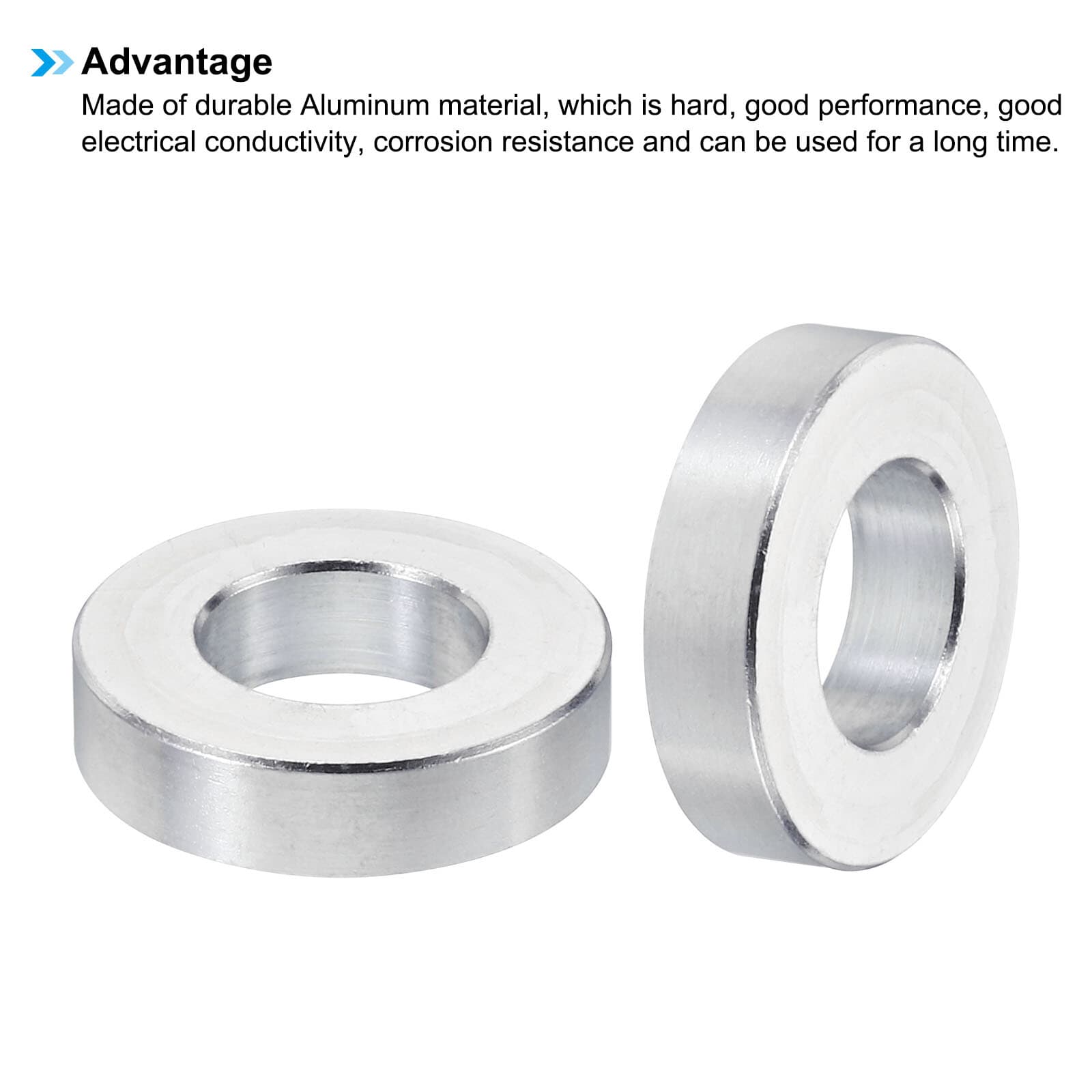 M10 Aluminum Spacers, 10 Pcs Metal Spacer Aluminum 10.5mm ID x 20mm OD x 5mm L 4