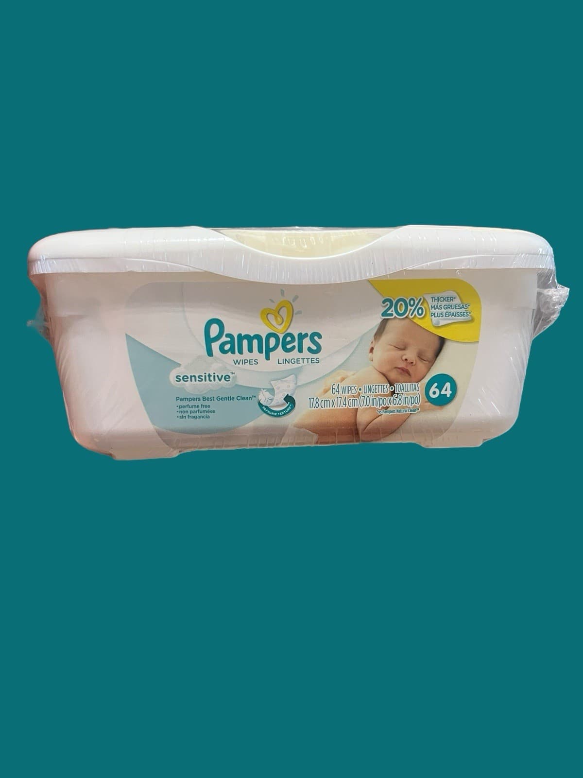Pampers Baby 64 Wipes Pop Up Container Refillable Sensitive New Box Sealed