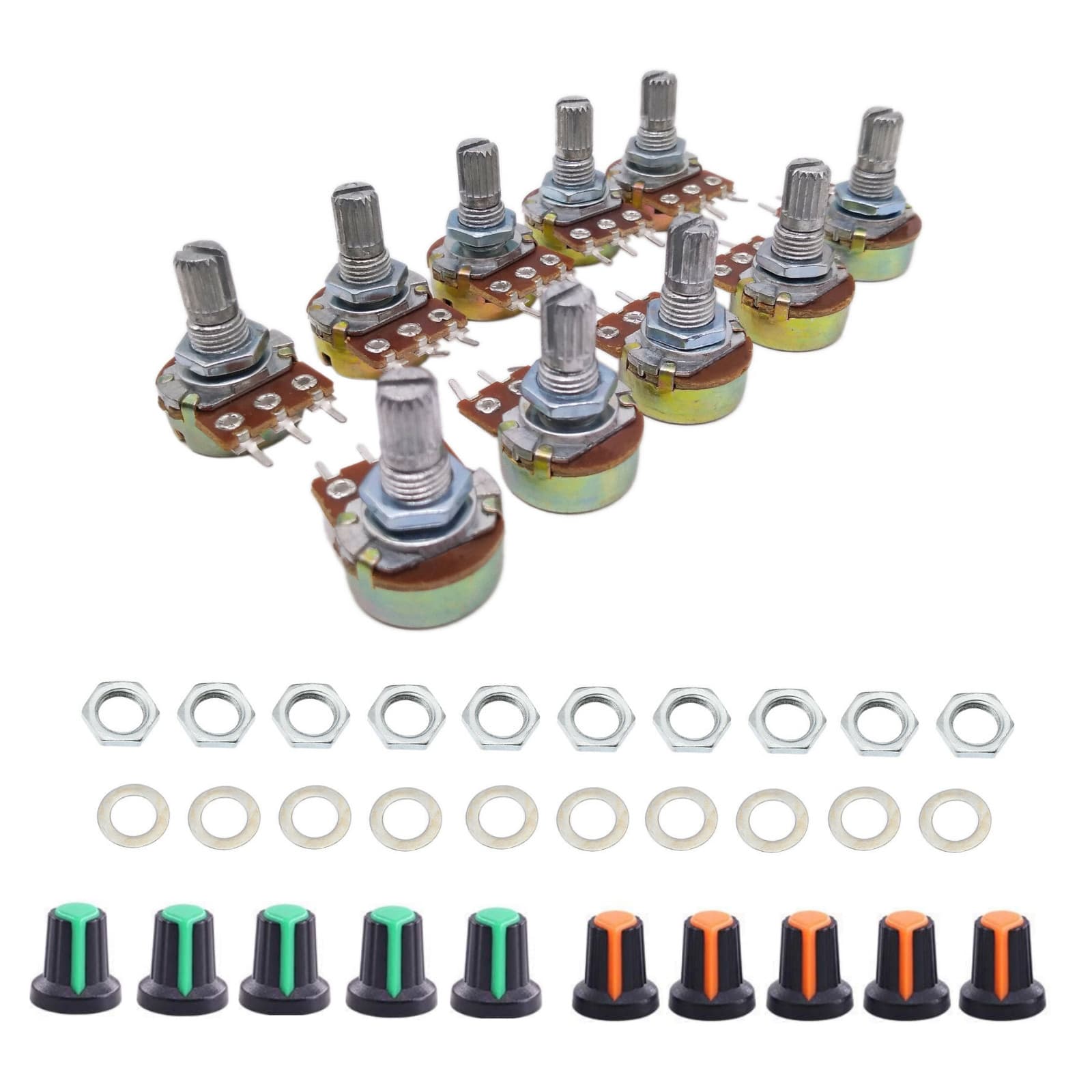 10 Piece 100K  ohm Linear Taper Rotary Potentiometer  US Seller (500 Ohm~1M Ohm) 2