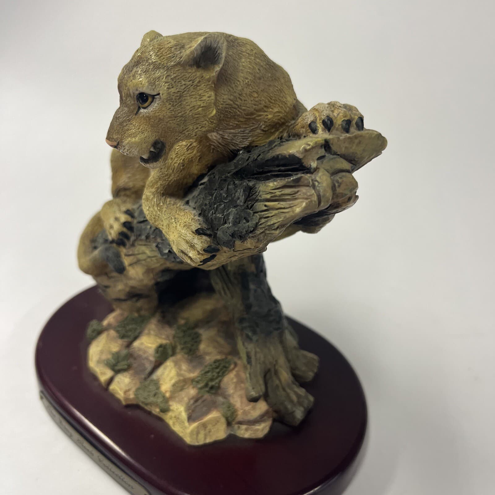 Amy and Addy The Gray Rock Collection Rare Sculpture Mountain Lion On Log 6