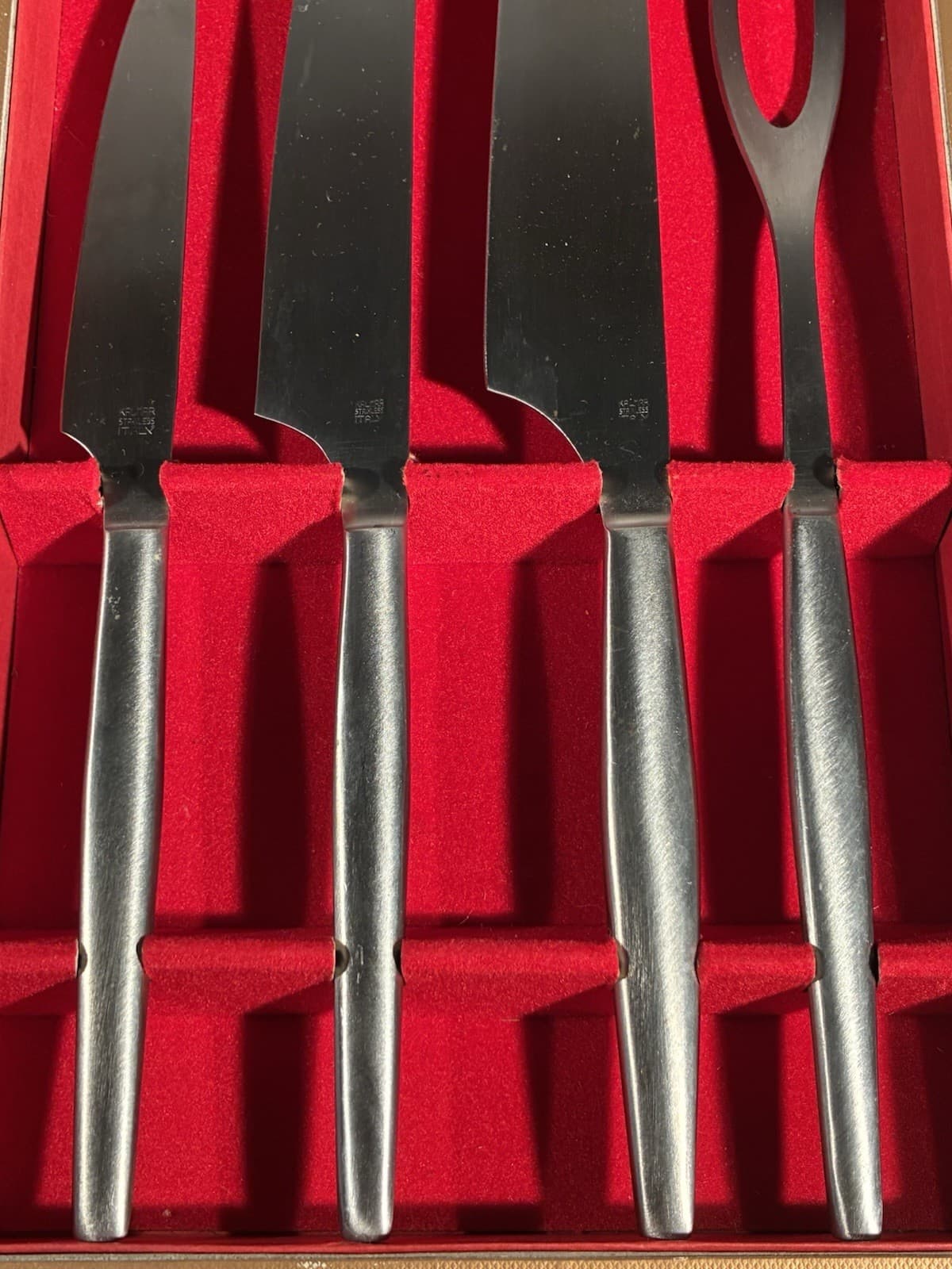Vintage Kalmar Designs 4 pc Stainless Steel Knife and Fork Boxed Set from Italy 5