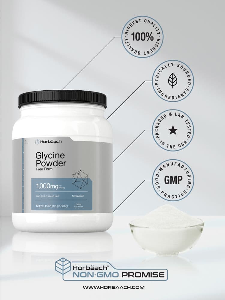 Glycine Powder | 3 lbs | Unflavored Powder | Vegetarian, Non-GMO | by Horbaach 5