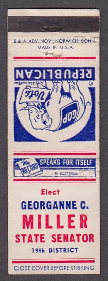 Georganne C Miller State Senator 19th District matchcover