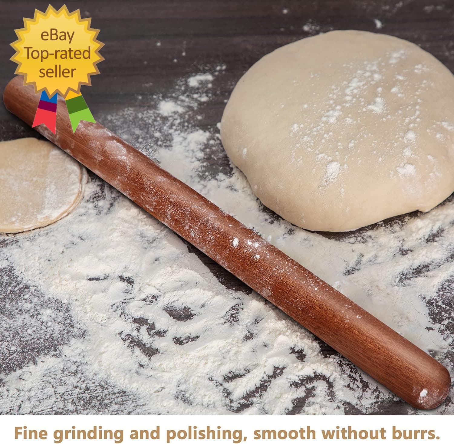 Aisoso French Rolling Pin, 17.7 Inches Wood Rolling Pin for Baking Extra Long Th 5