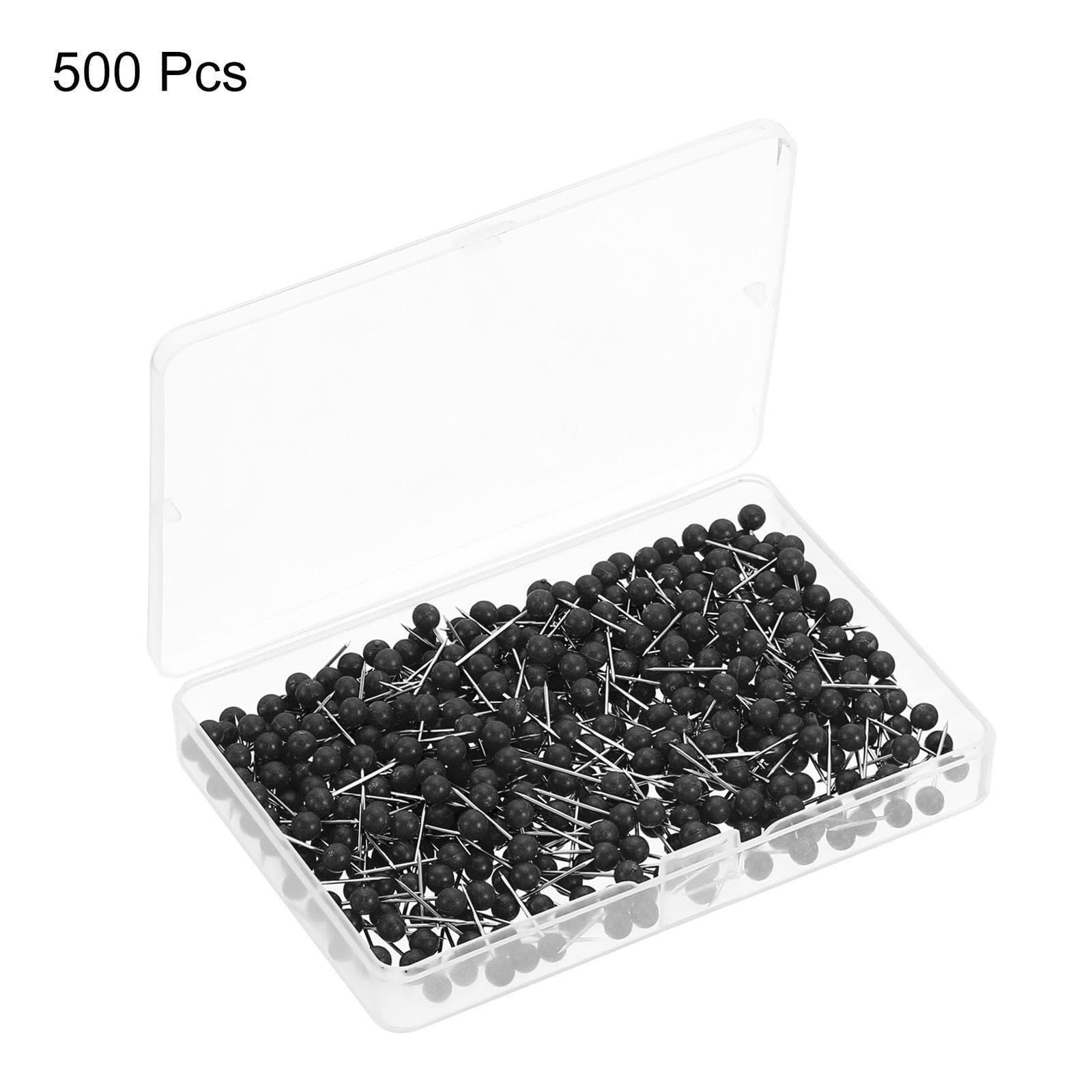 500pcs Push Pins Plastic Round Head Map Tacks Thumb Steel Point, Black 3