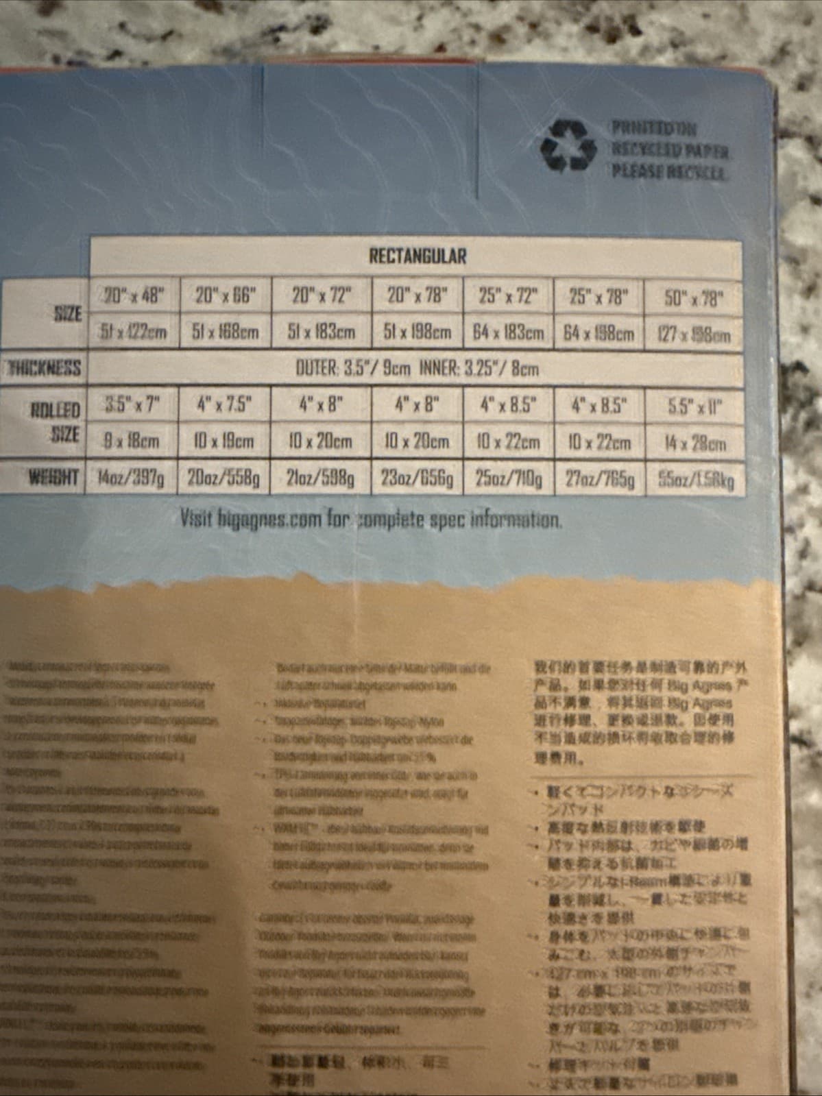 Big Agnes Air Core Ultra Sleeping Pad Uninsulated 72x20 Regular 5