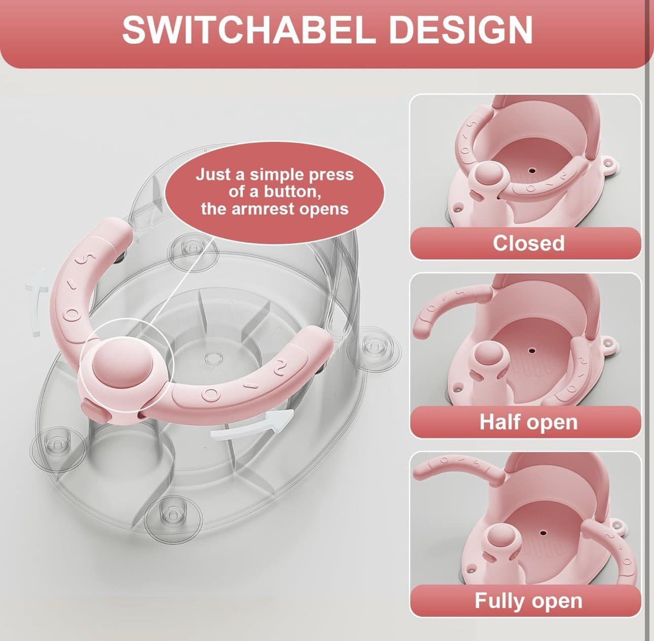 Baby Bath Seat for Babies 6 Months & Up, Bath Seats for Babies Sitting Up 3