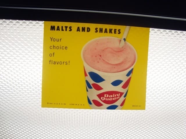 Circa 1961 Dairy Queen, DQ Lighted Sign Insert, MALTS AND SHAKES, Yellow Version 2