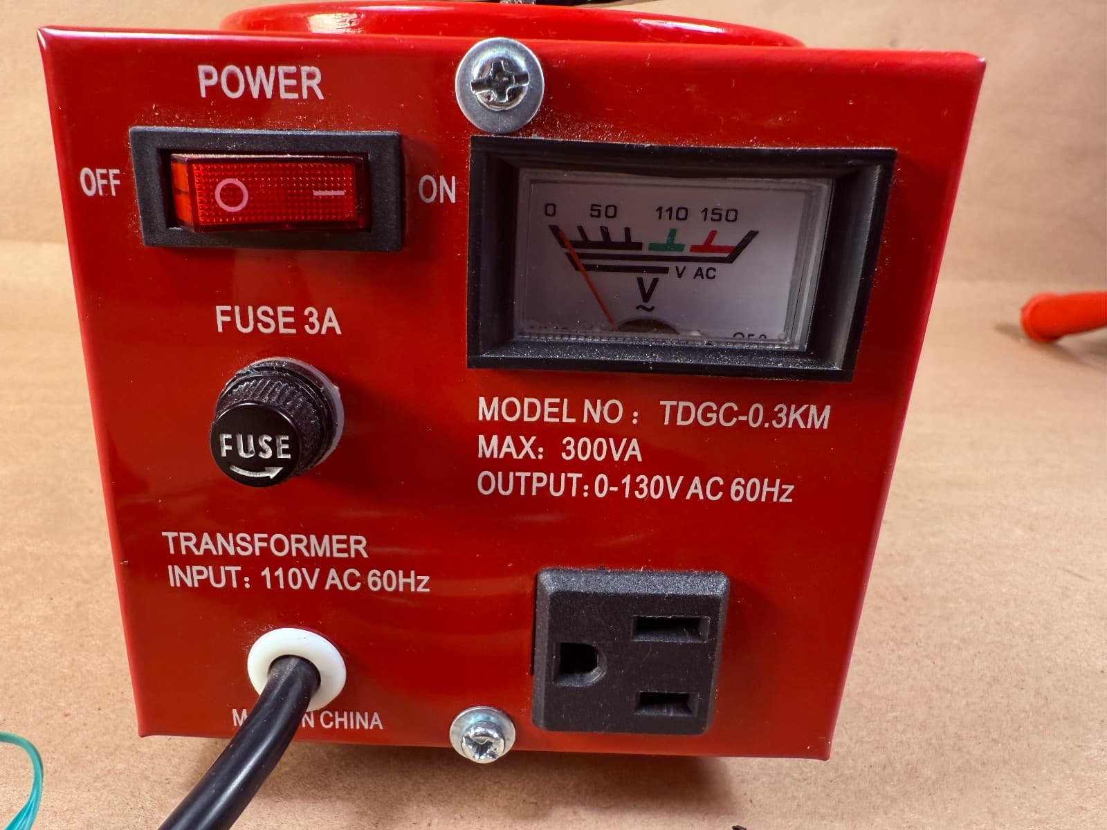 TDGC–0.3 KM 300VA Variable Output AC Converter Variac Transformer 0-130VAC WORKS 2