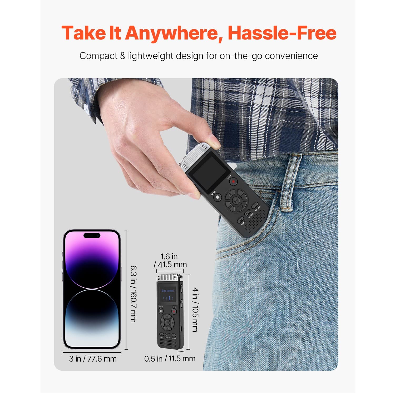 Digital Voice Recorder 128GB Voice Activated Audio Recorder with Playback 6