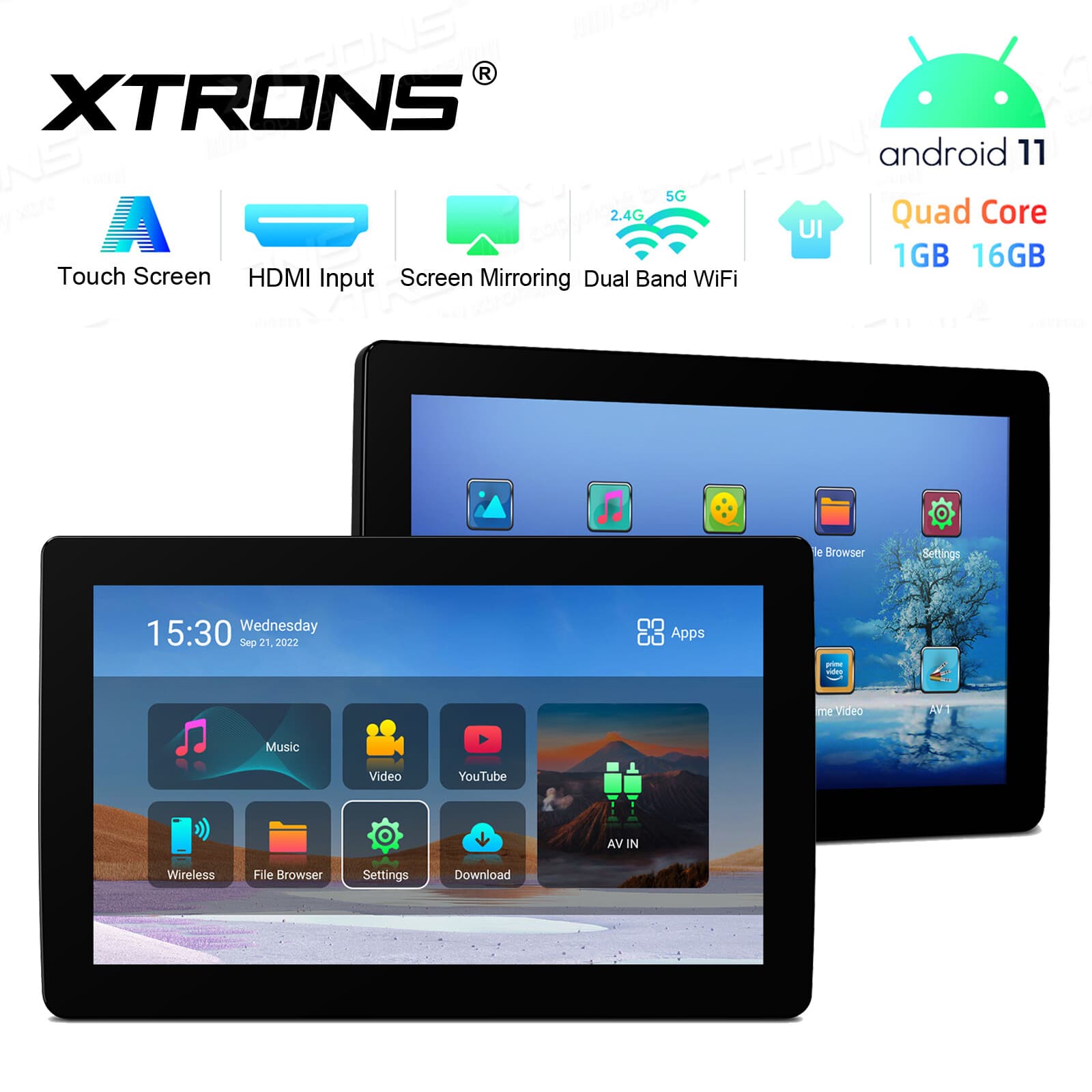 2X 11.6" Android HD Touch Screen Car Headrest Rear Monitor Rear Seat Media Play