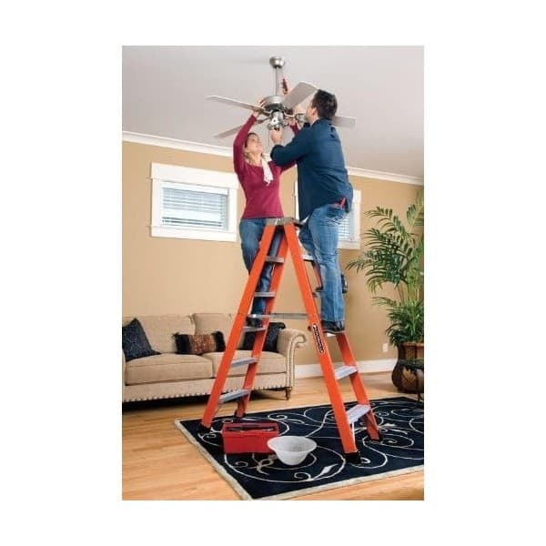 Louisville Fm1408hd 8 Ft Fiberglass Twin Stepladder, 375 Lb Capacity 3