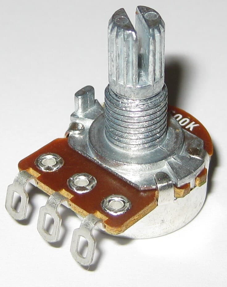 Audio (A) Taper 500k Ohm Potentiometer - 6mm (1/4") Shaft - 1/8 Watt 500000 Ohm 2