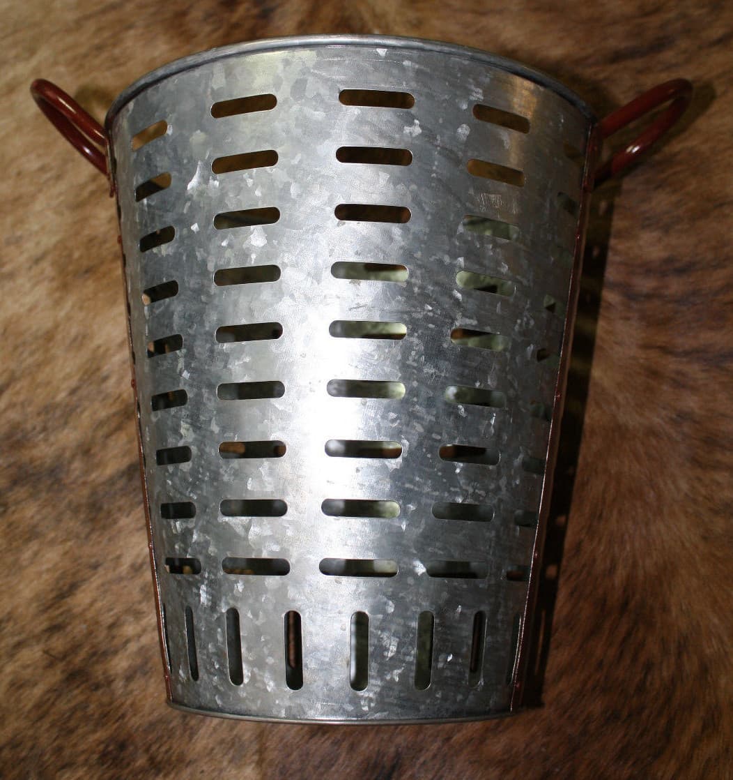 Galvanized Rustic Antique Style Metal OLIVE BUCKET Home Decor Harvest Basket 13" 5