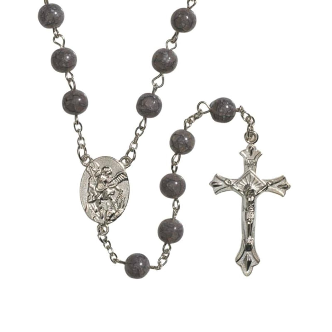 St Michael Marble Rosary (RC032) - 22" Long - With Gift Bag