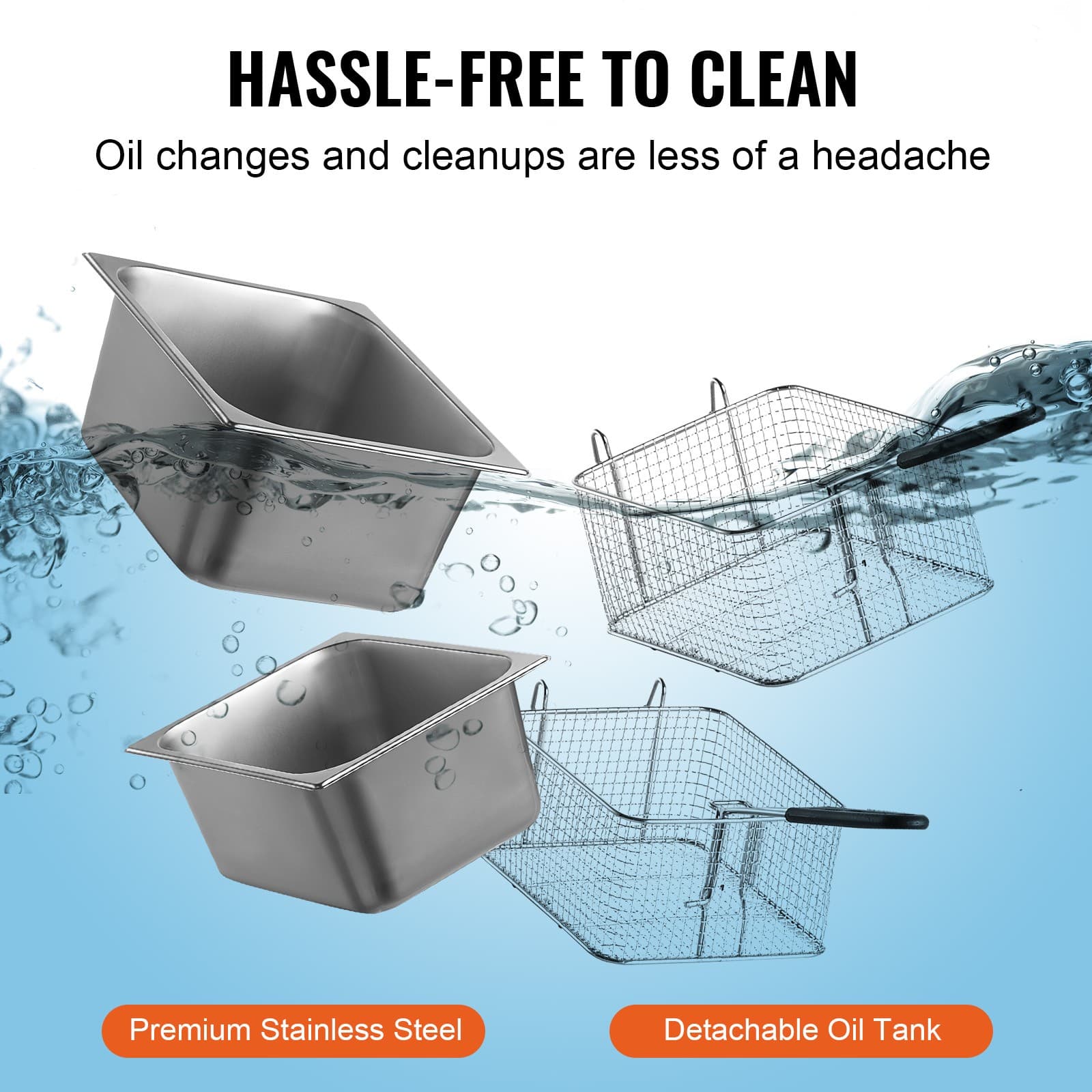 VEVOR Commercial Electric Deep Fryer Countertop Fryer 3000W Dual Tank 2x9Qt/8.6L 5