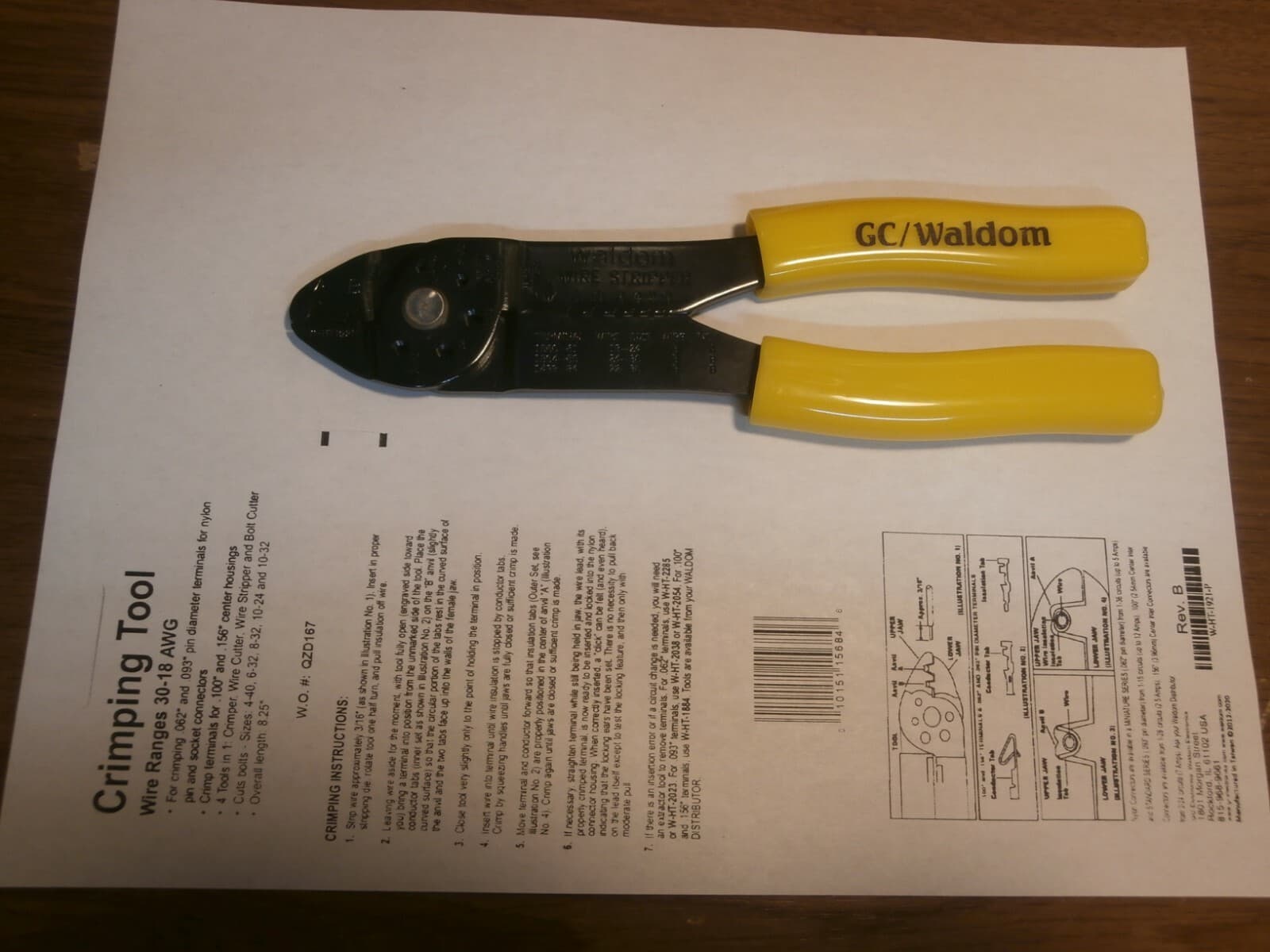 Waldom W-HT-1921 Molex .062 & .093 Crimp Tool,Wire & Bolt Cutter,Stripper,New 2