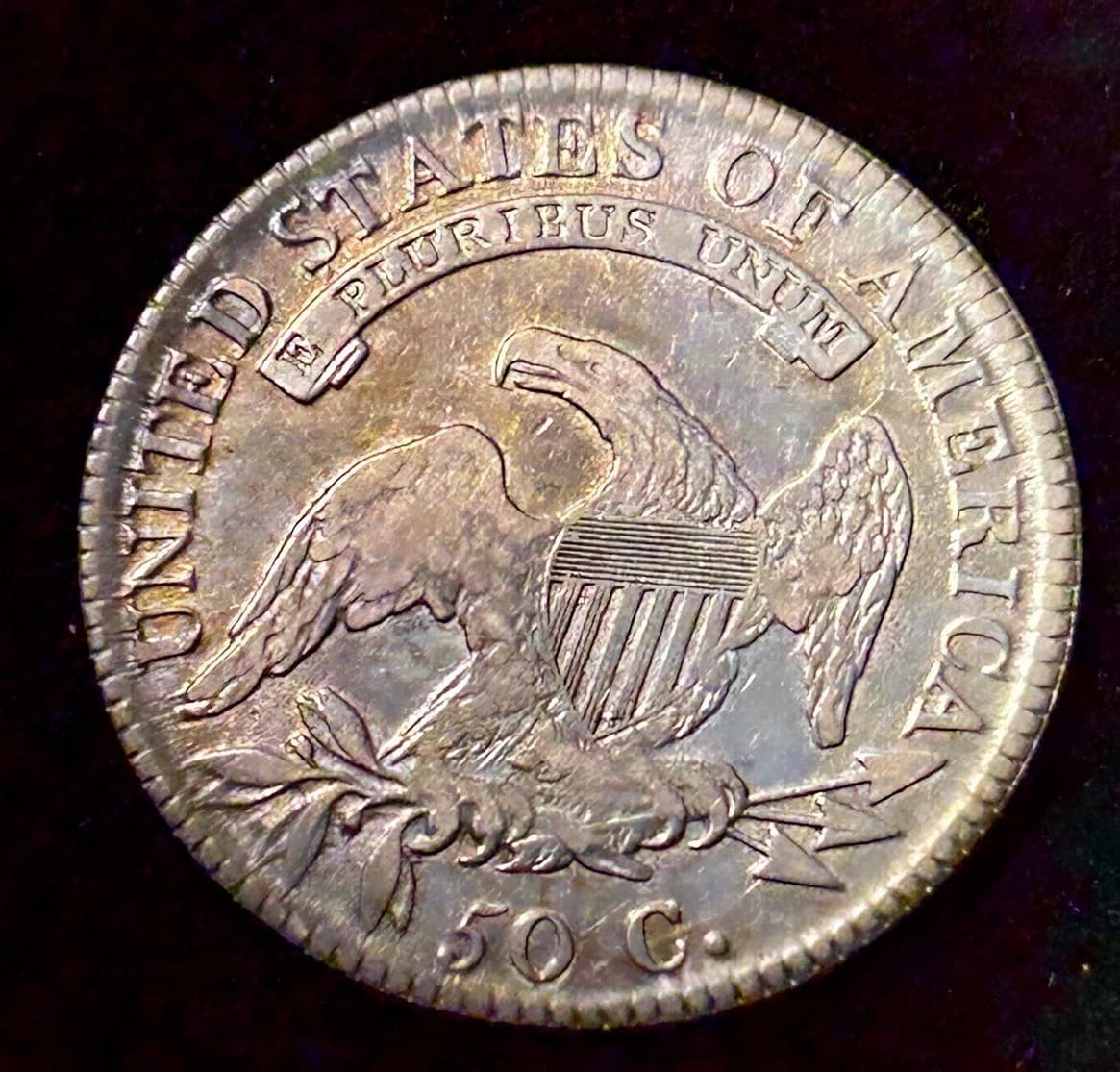 1817 Capped Bust Silver Half Dollar 50c Rare O-105a R-4 High Grade Toned 4