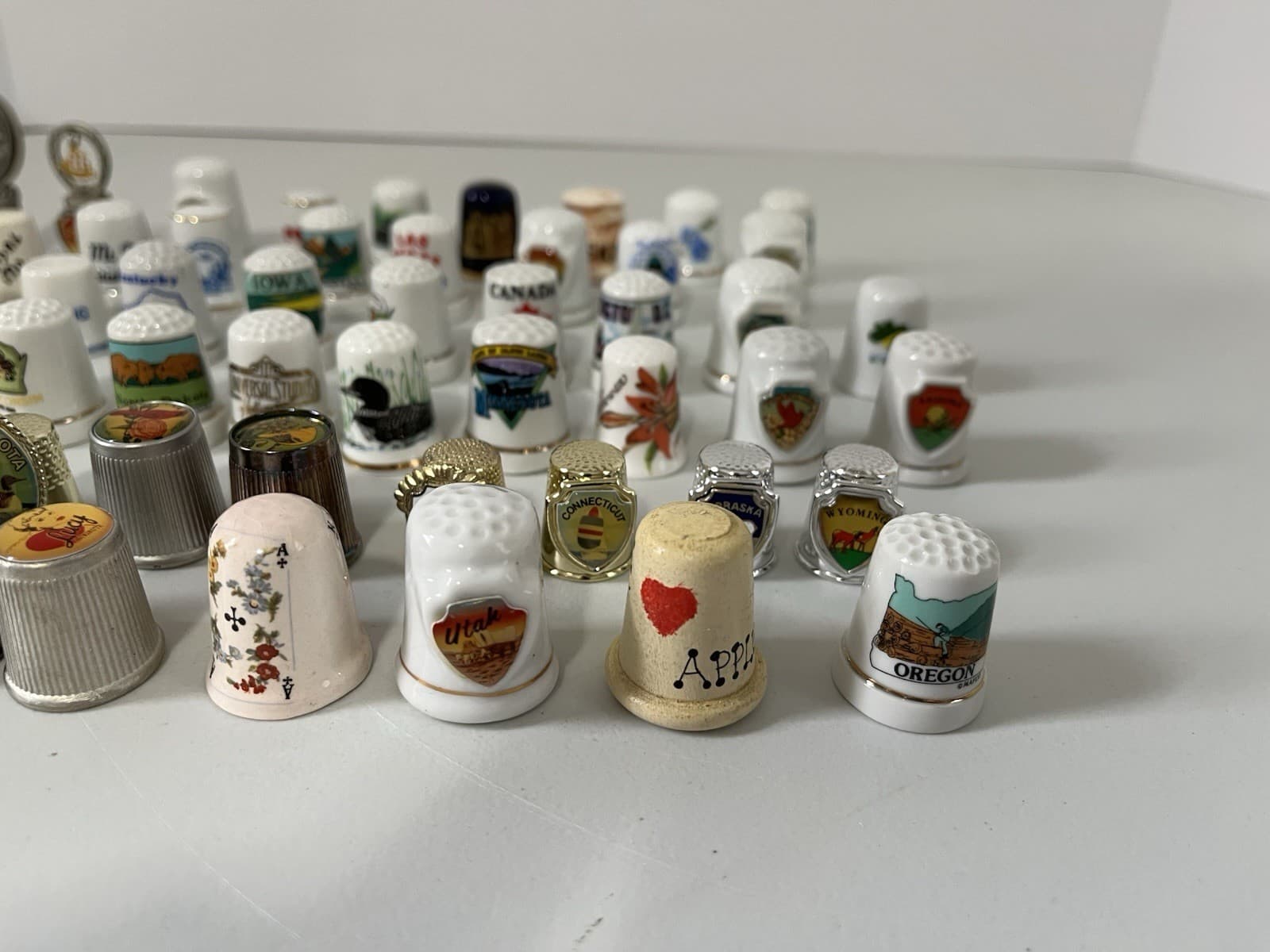 Lot Of 60 Thimbles - Metal • Ceramic • Porcelain • Mixed - Vintage  Souvenir 4