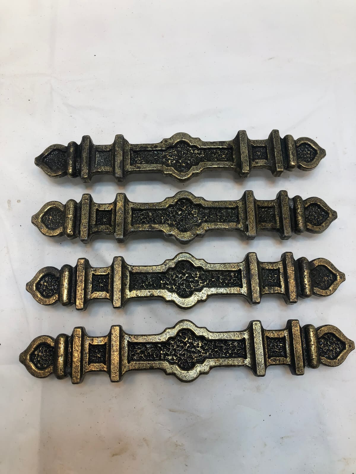 Vintage Cabinet Pulls Drawer Handles Gothic Bronze Metal 6.75", 3" hole centers
