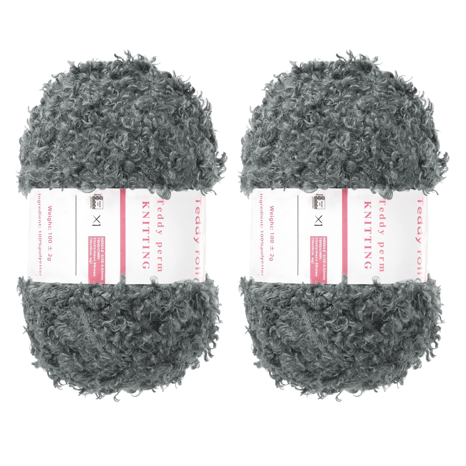 2pcs Fur Yarn Polyester Yarn Fluffy Chunky Yarn Dark Gray for Crocheting,50m