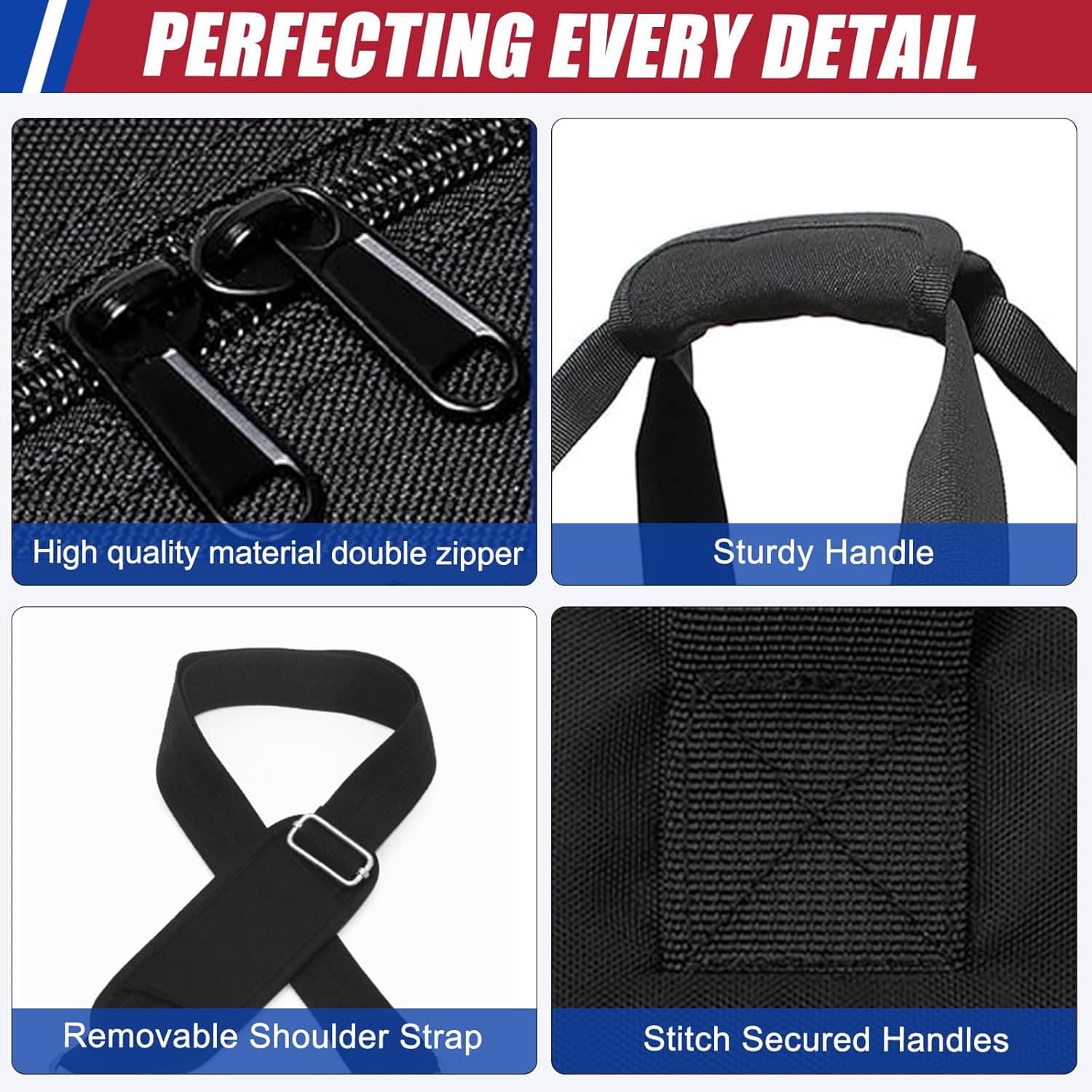 Bocce Set Carry Bag, Holds 8 Bocci Balls [With Padded Dividers/Adjustable Should 3