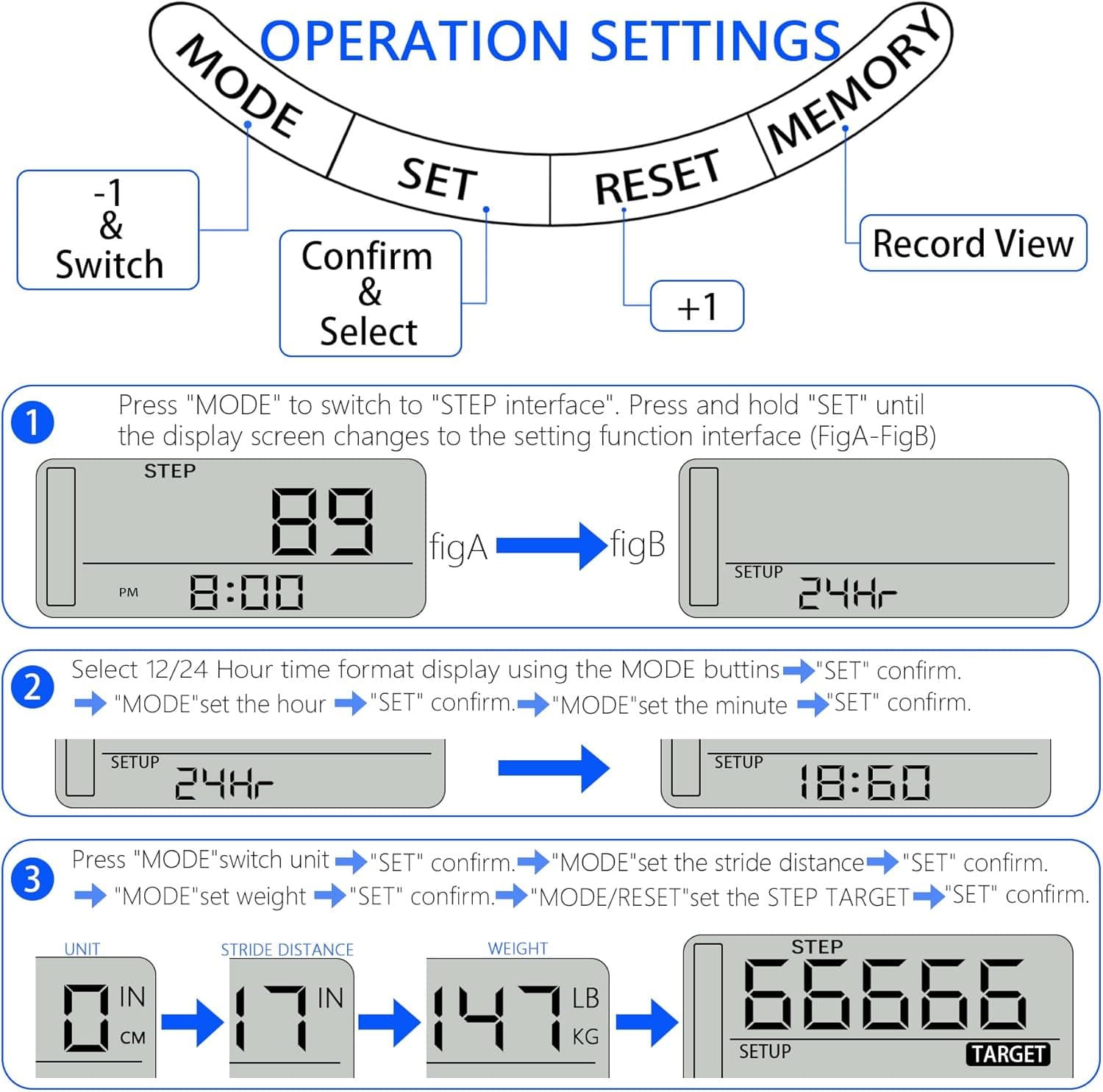 3D Pedometer with Carabiner, Accurate Step Tracker, Step Counter, Distance Track 6