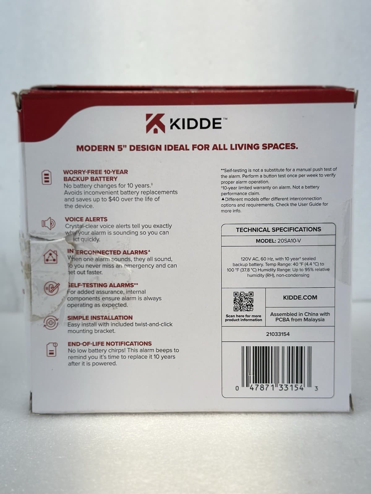 Kidde 20SA10-V Hardwired Interconnected Smoke Detector with Photoelectric Sensor 2
