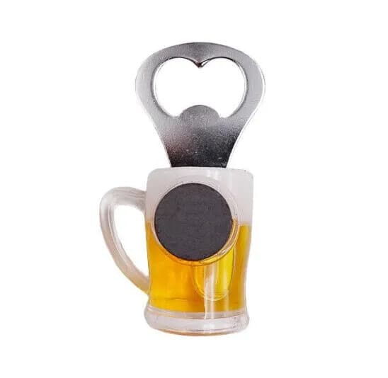 Foamy Beer Mug Bottle Opener Hand Held Liquid Filled Fridge Magnet Bar Man Cave 2