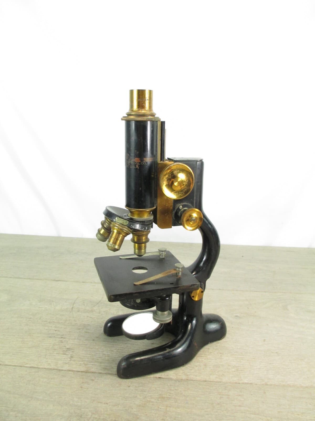 Antique 1915 Bausch & Lomb Cast Iron & Brass Scientific Laboratory Microscope 4
