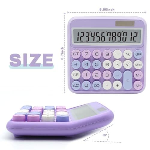 Purple Calculator, UPIHO Standard Calculator 12 Digit with Large LCD Display  3