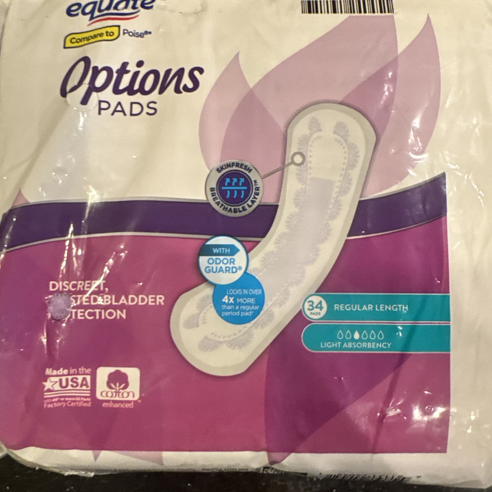 Equate Options Women's Moderate-Regular Incontinence Pads, 2X34ct= 68 Count 2