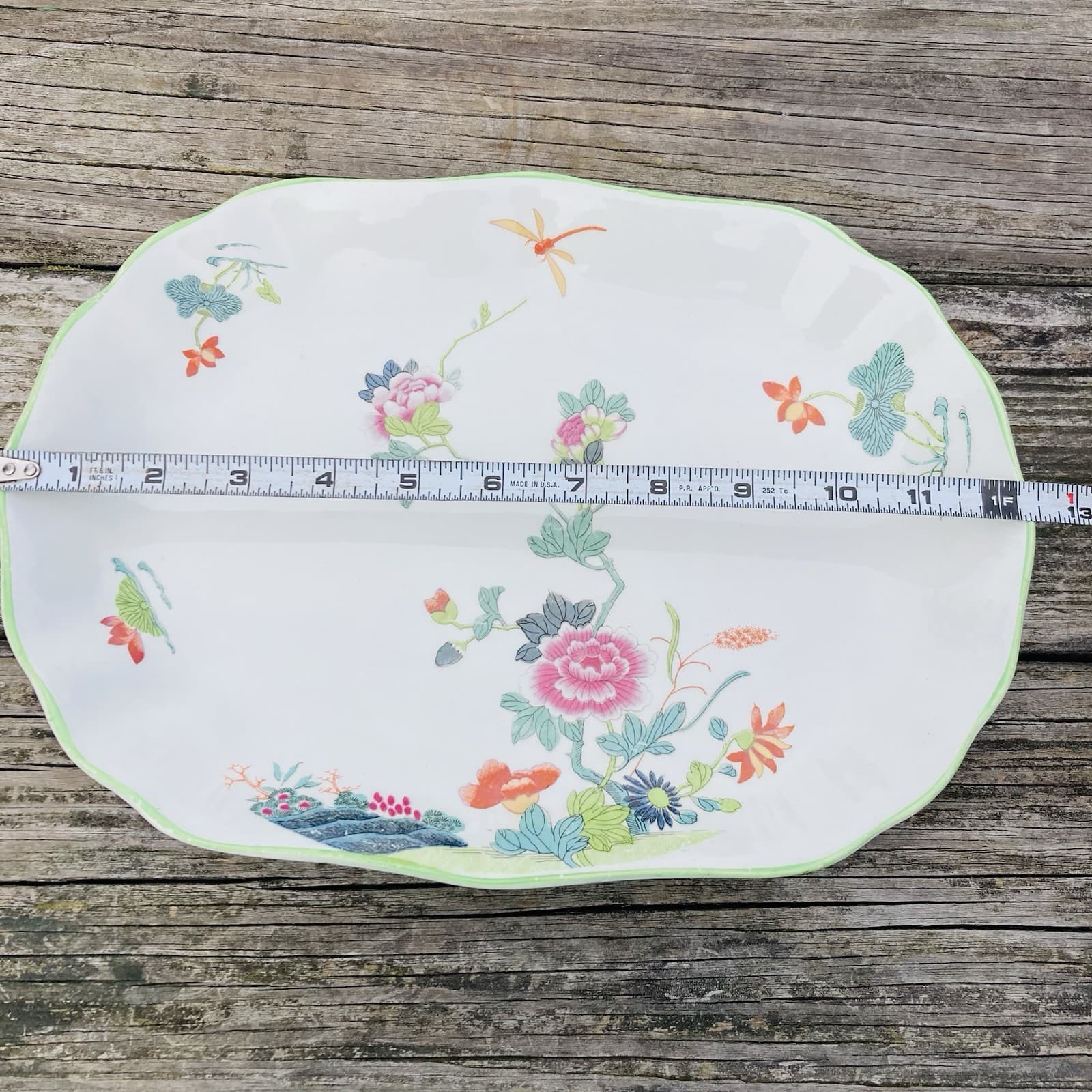 Wood And Sons LTD England Serving Platter Rose Floral With Dragon Fly Orient Des 6