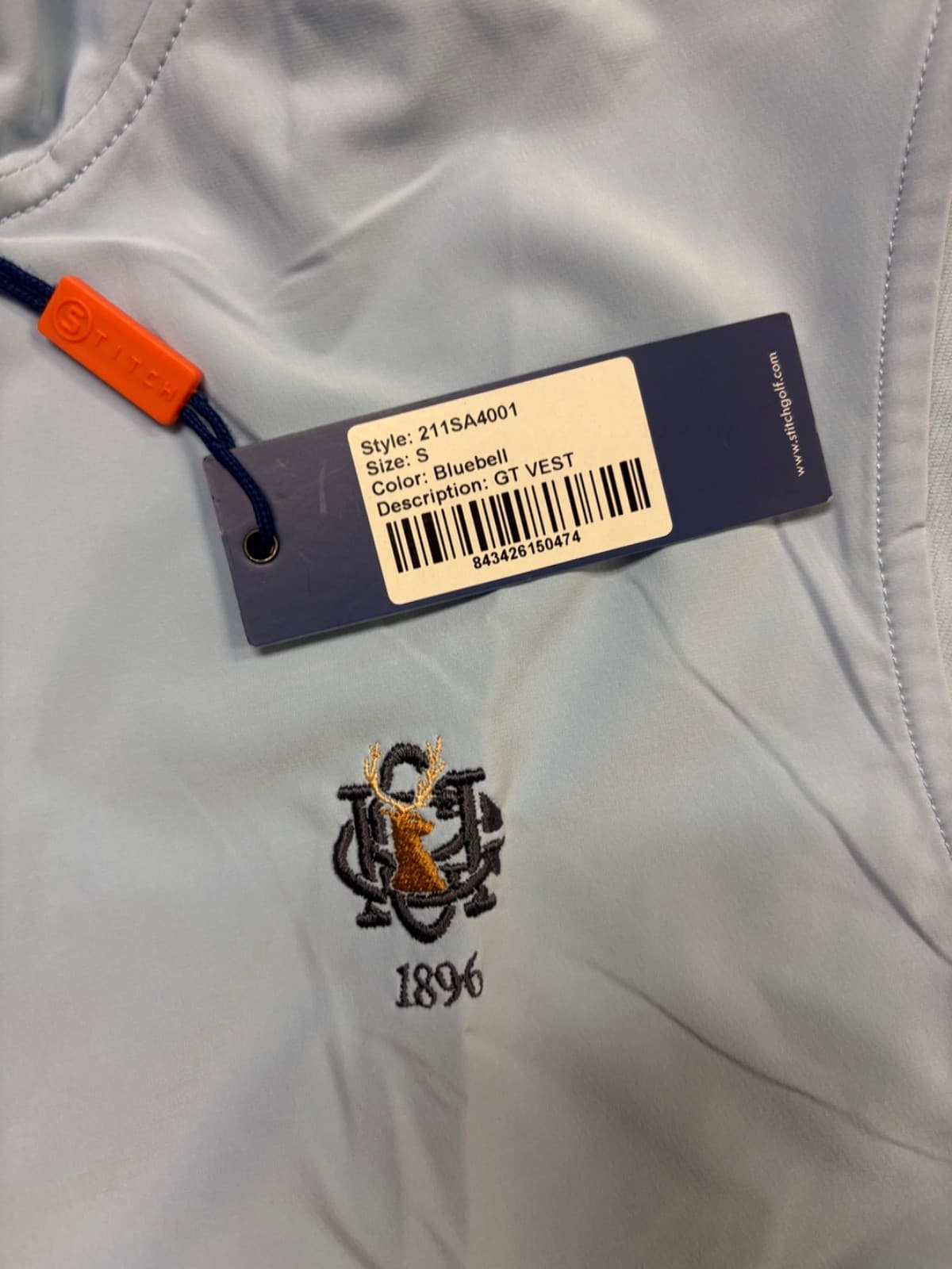 NWT MEN'S STITCH GT VEST, SIZE: S, COLOR: BLUEBELL (M8.20) 2