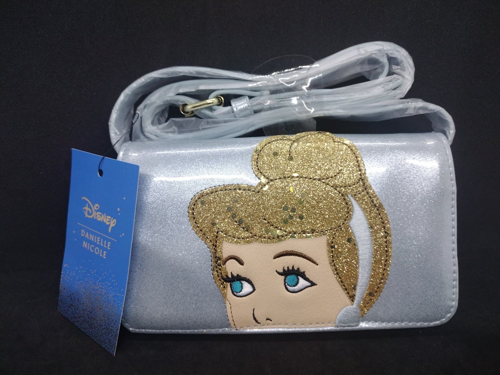 Disney Cinderella Phone Crossbody Bag Purse Danielle Nicole Blue glitter 2