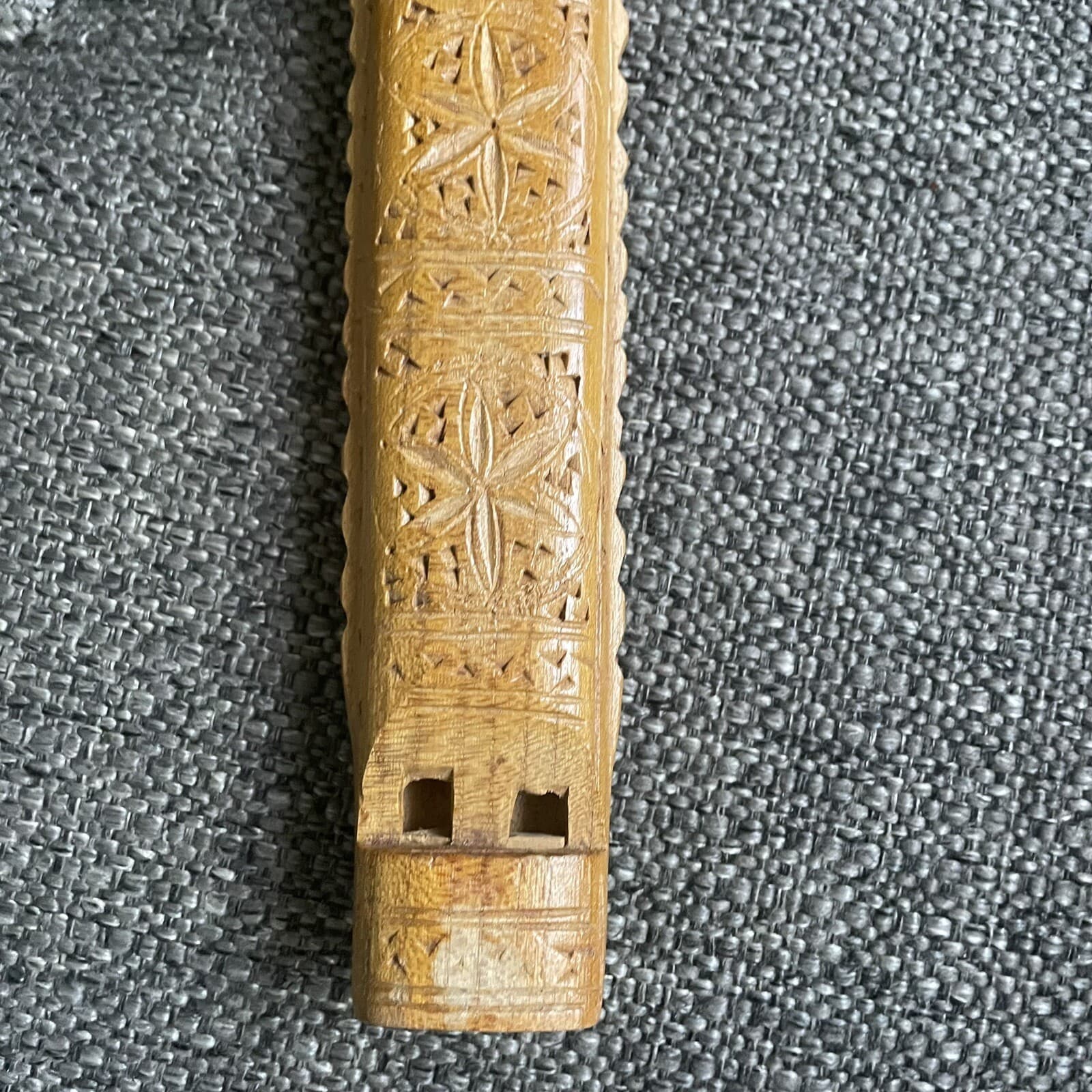 VTG Yugoslavian Hand Carved Wooden Double Flute, Traditional Musical Instrument 4