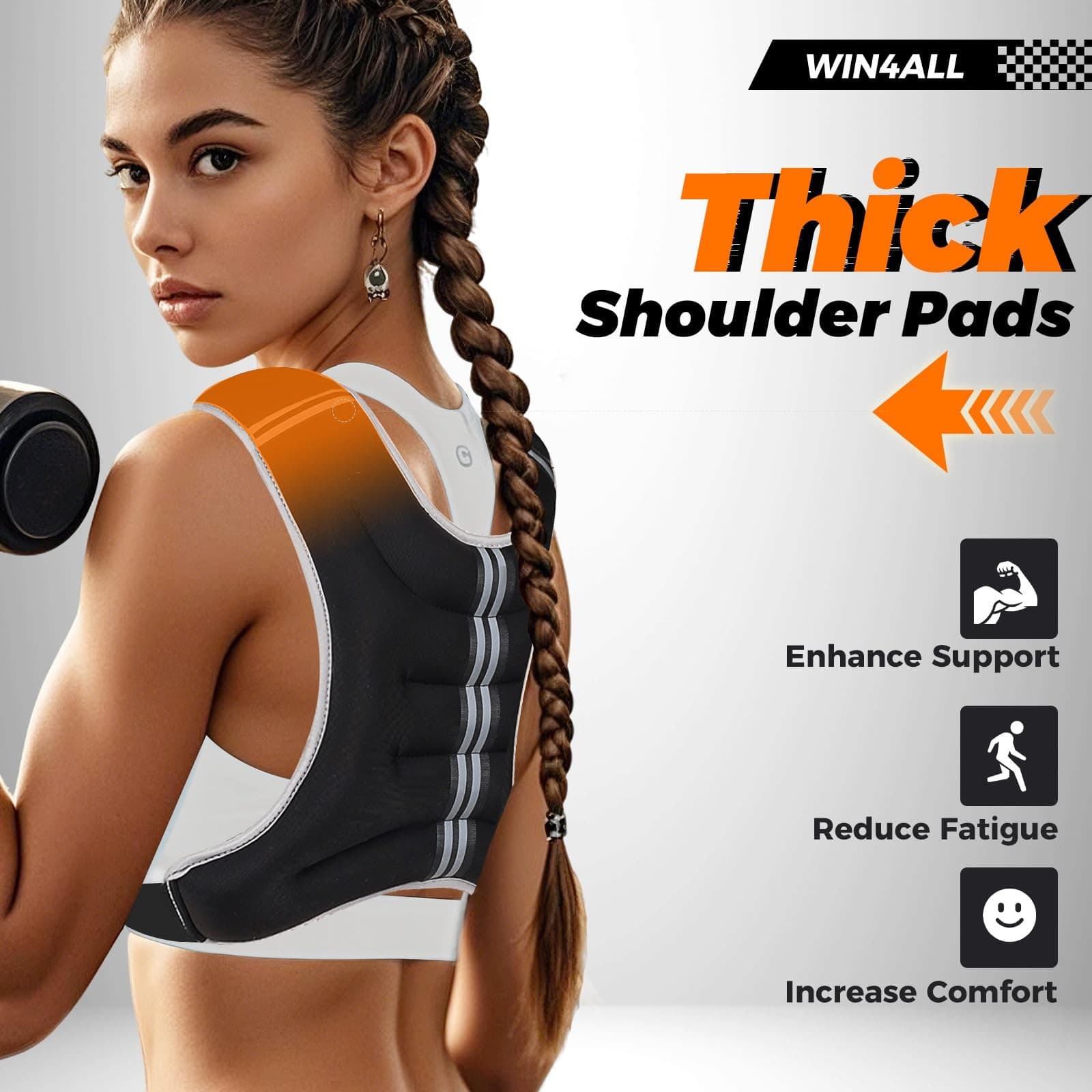 WIN4ALL Weighted Vest Men Women 6lb/8lb/12lb/16lb/20lb Weighted Vest Adjustab... 3