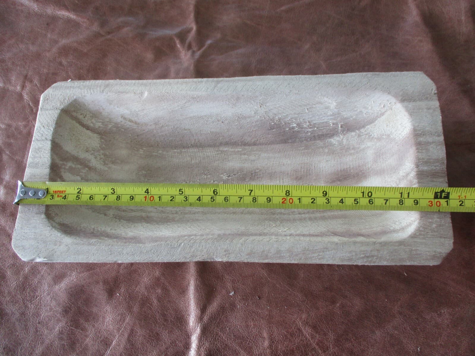 Carved Wooden Dough Bowl Primitive Wood Trencher Tray Rustic Home Decor 12"  3