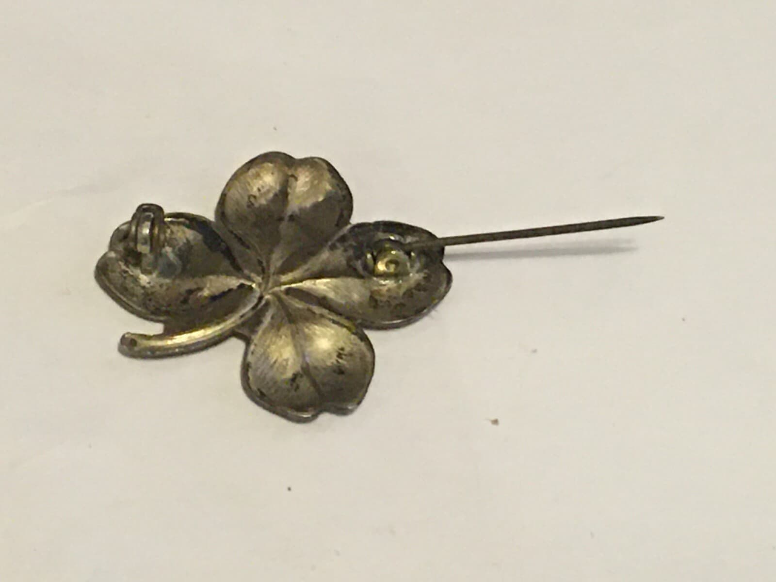 Vintage Sterling Silver 925 Four Leaf Clover Ships Anchor Lucky Pin Brooch 4
